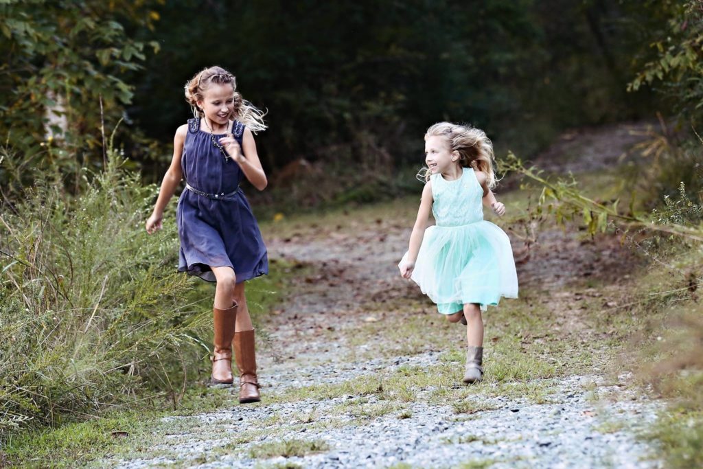 little girls running photo session